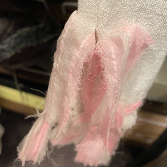 Tiki Tirawa size 1 M L Bone Pink Frayed Trim Cardigan Button Sweater 🏷 - Picture 14 of 15